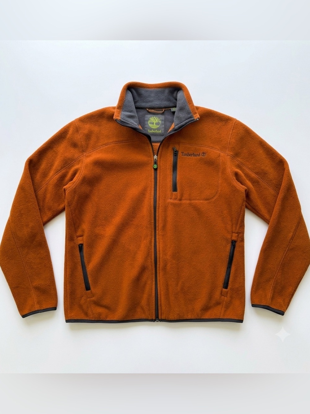 Timberland Orange Fleece Men's Autumn Jacket Full Zip Size M